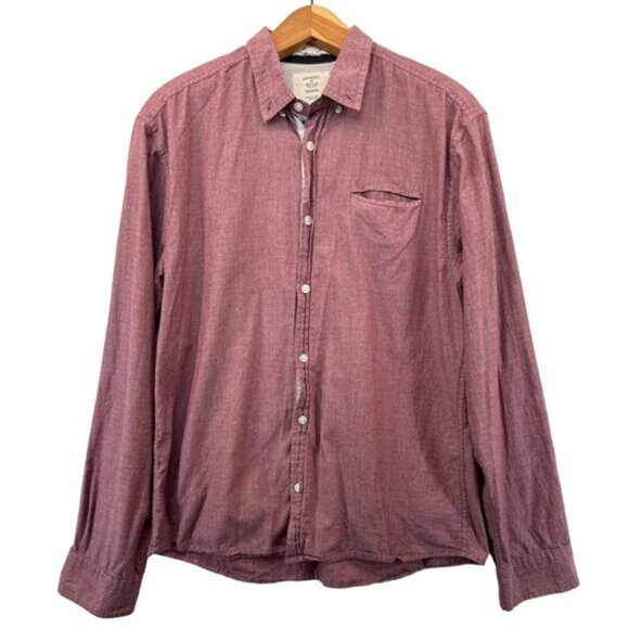 Artistry in Motion Mens Shirt Sz M Button-Up Mauve Chambray Modern City Cotton - Picture 1 of 13